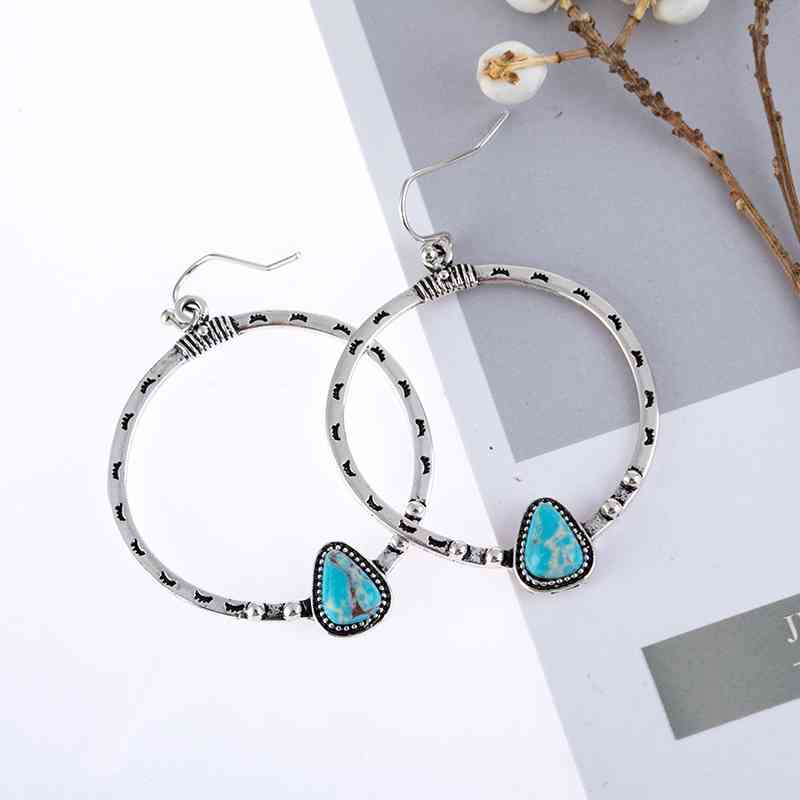 Light Gray Artificial Turquoise Drop Earrings