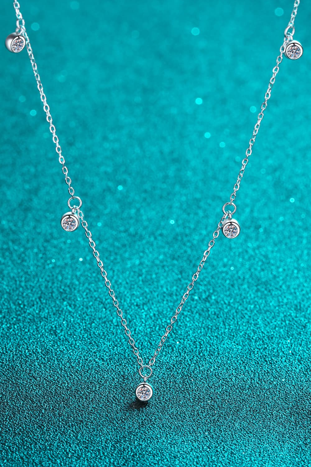 Light Sea Green Moissanite Rhodium-Plated Necklace