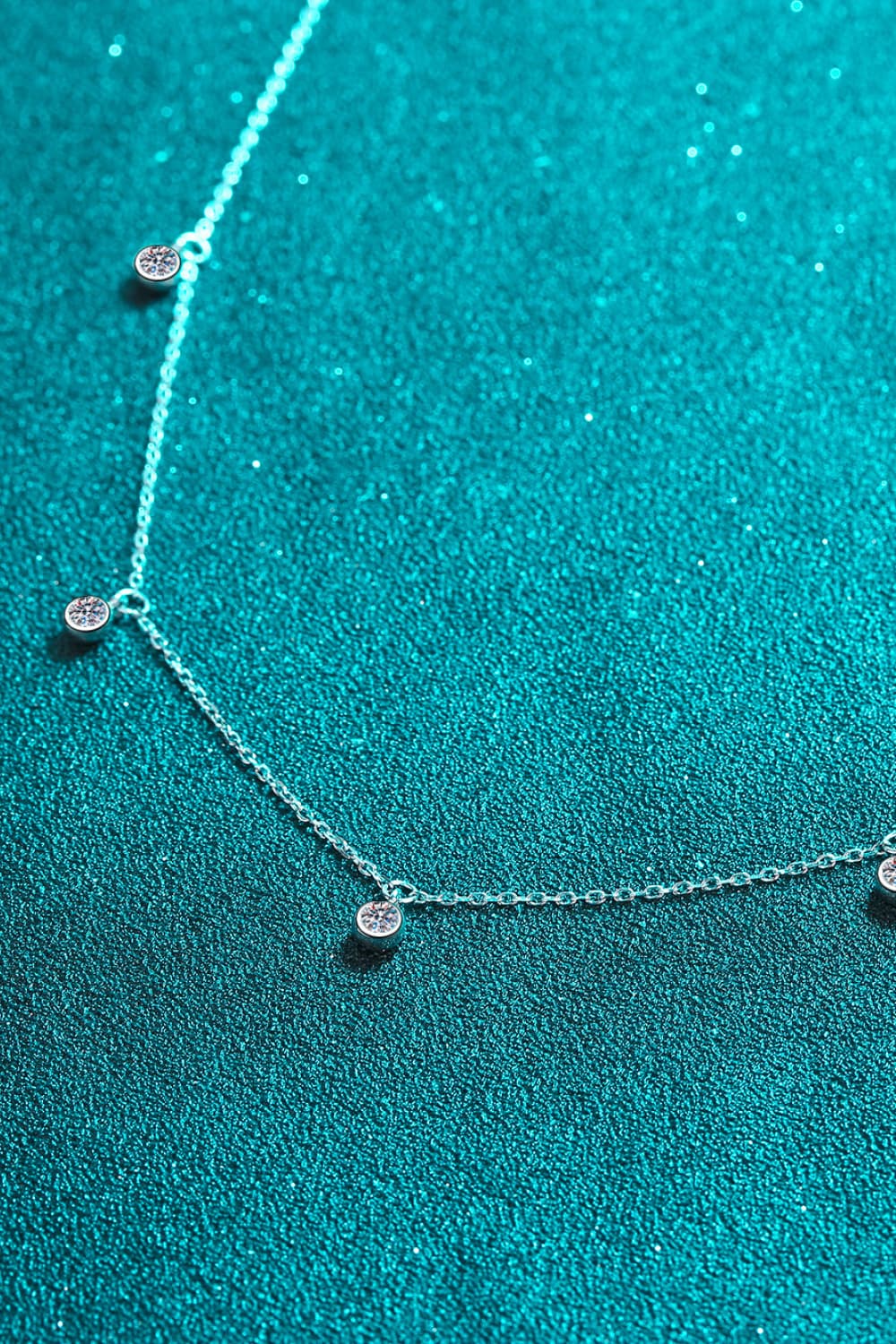 Dark Cyan Moissanite Rhodium-Plated Necklace