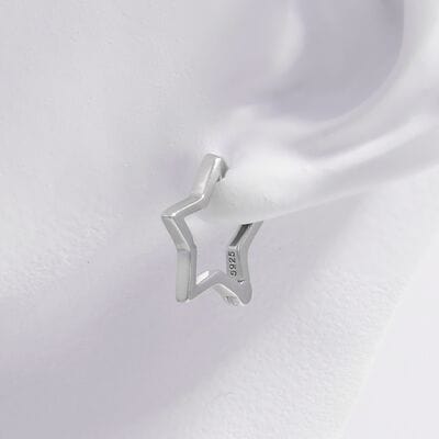 Light Gray 925 Sterling Silver Inlaid Zircon Star Earrings