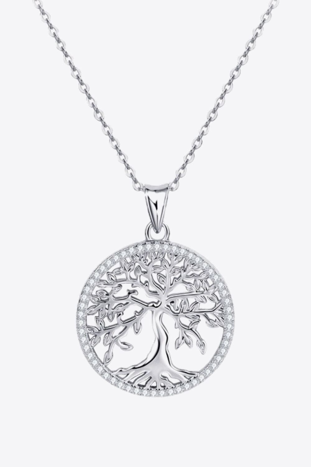 White Smoke 925 Sterling Silver Moissanite Tree Pendant Necklace