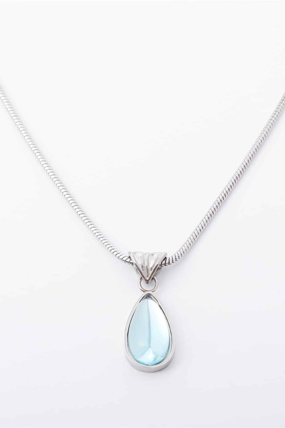 White Smoke Teardrop Shape Titanium Steel Pendant Necklace