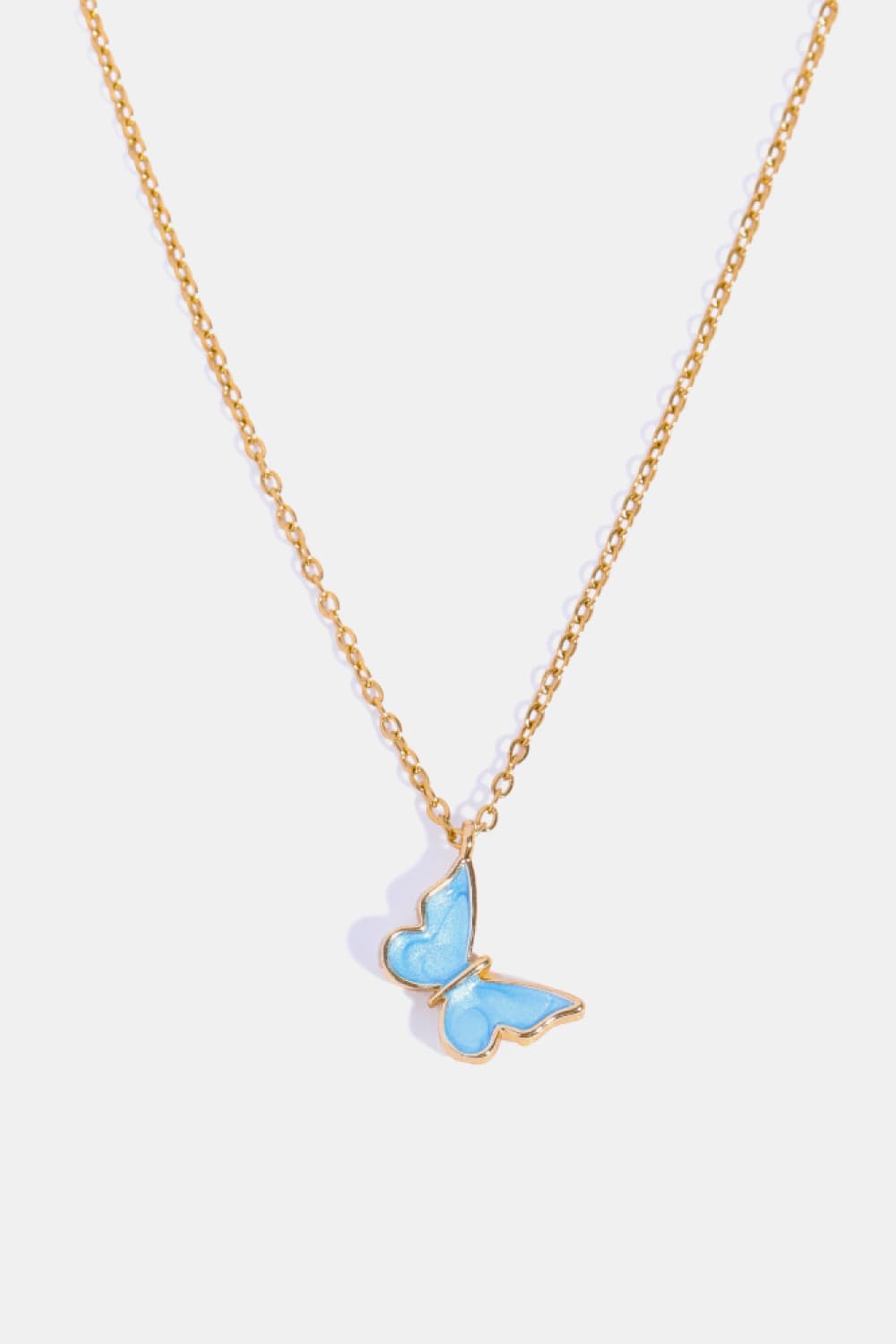 White Smoke Butterfly Pendant Copper 14K Gold-Plated Necklace