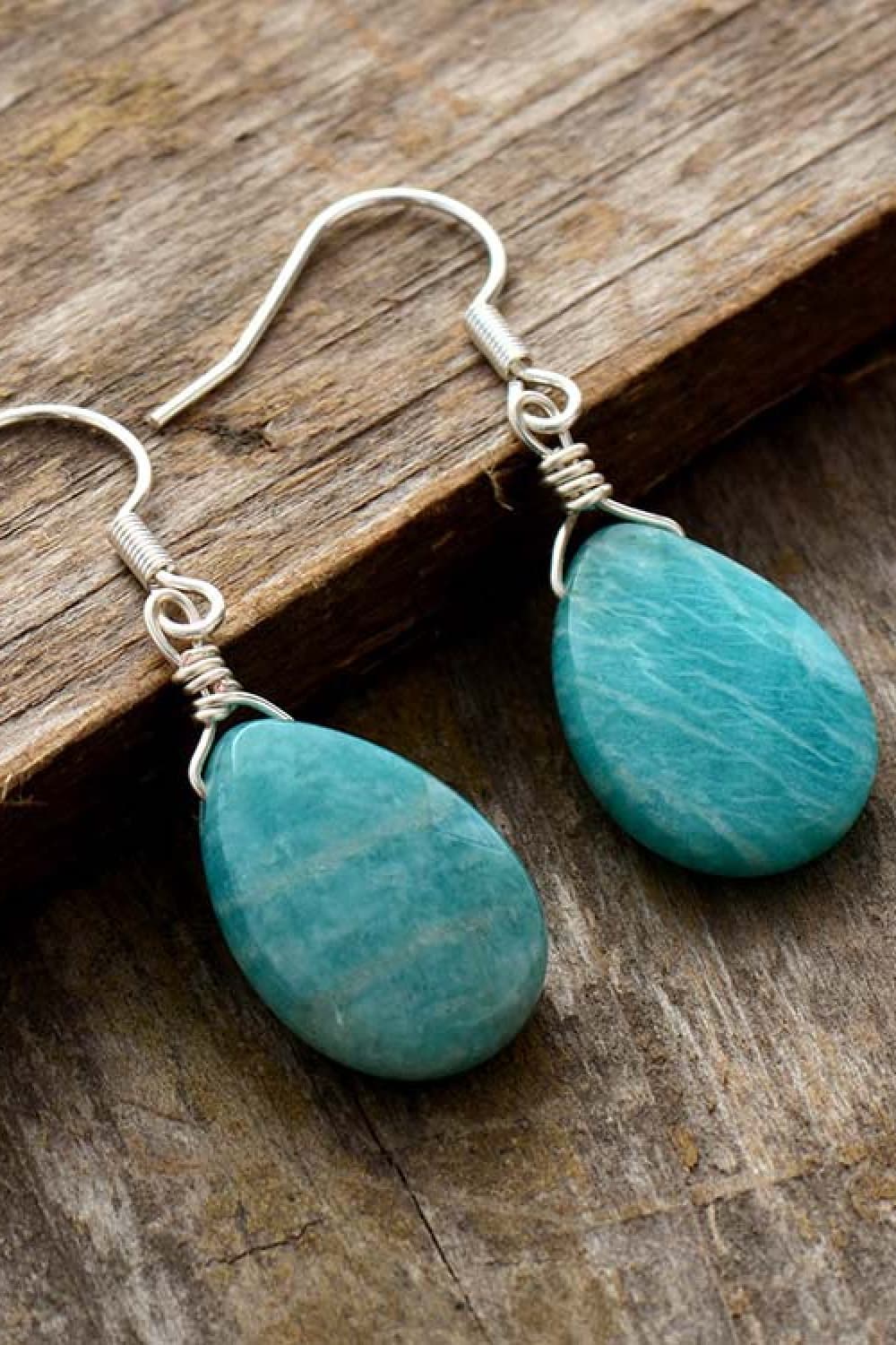 Dim Gray Handmade Natural Stone Teardrop Earrings