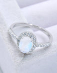 Light Gray 925 Sterling Silver Natural Moonstone Halo Ring