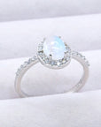 Lavender 925 Sterling Silver Natural Moonstone Halo Ring