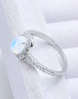 Light Gray 925 Sterling Silver Natural Moonstone Halo Ring