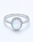 White Smoke 925 Sterling Silver Natural Moonstone Halo Ring