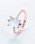 White Smoke 925 Sterling Silver Square Moonstone Ring