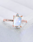 Light Gray 925 Sterling Silver Square Moonstone Ring