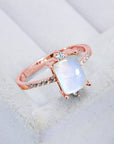 Light Gray 925 Sterling Silver Square Moonstone Ring