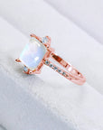 Light Gray 925 Sterling Silver Square Moonstone Ring