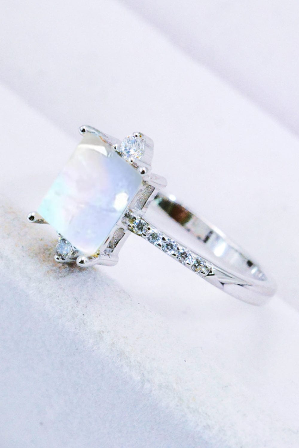 Lavender 925 Sterling Silver Square Moonstone Ring