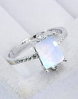 Light Gray 925 Sterling Silver Square Moonstone Ring