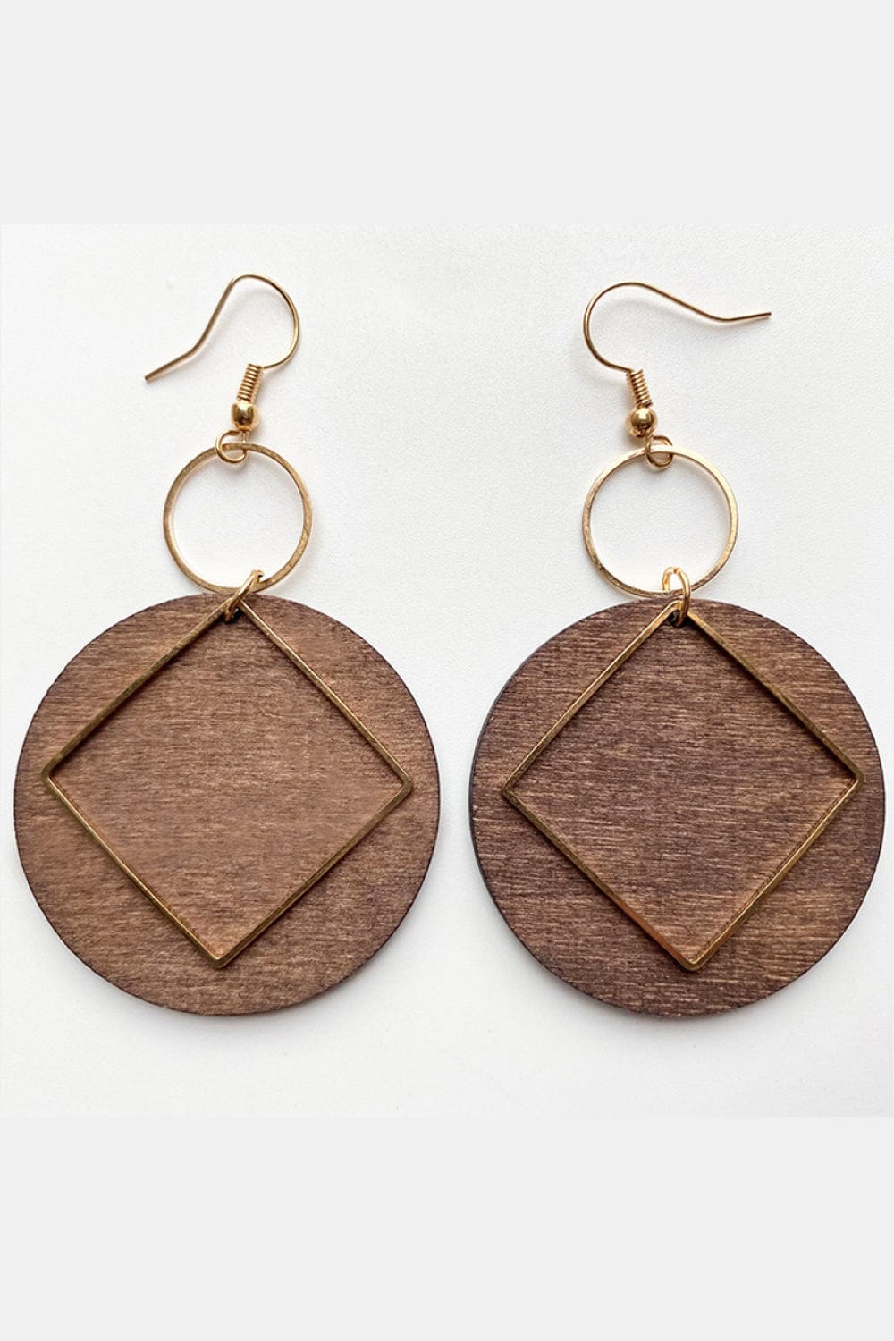 White Smoke Geometrical Shape Wooden Dangle Earrings