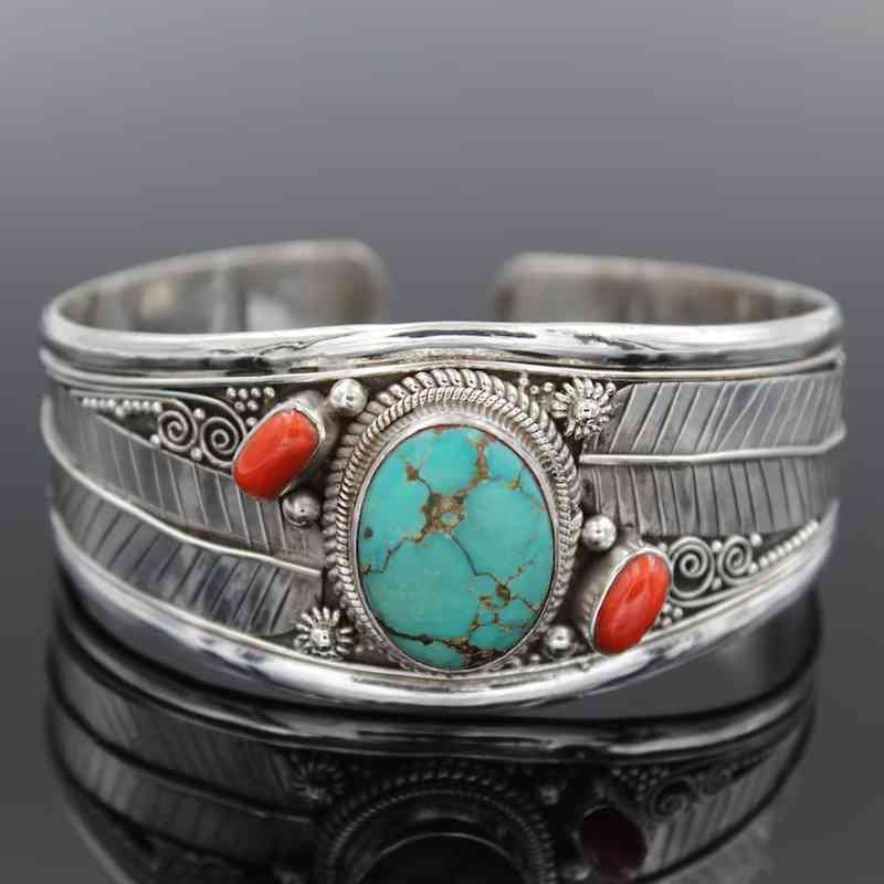 Dim Gray Turquoise Open Bracelet