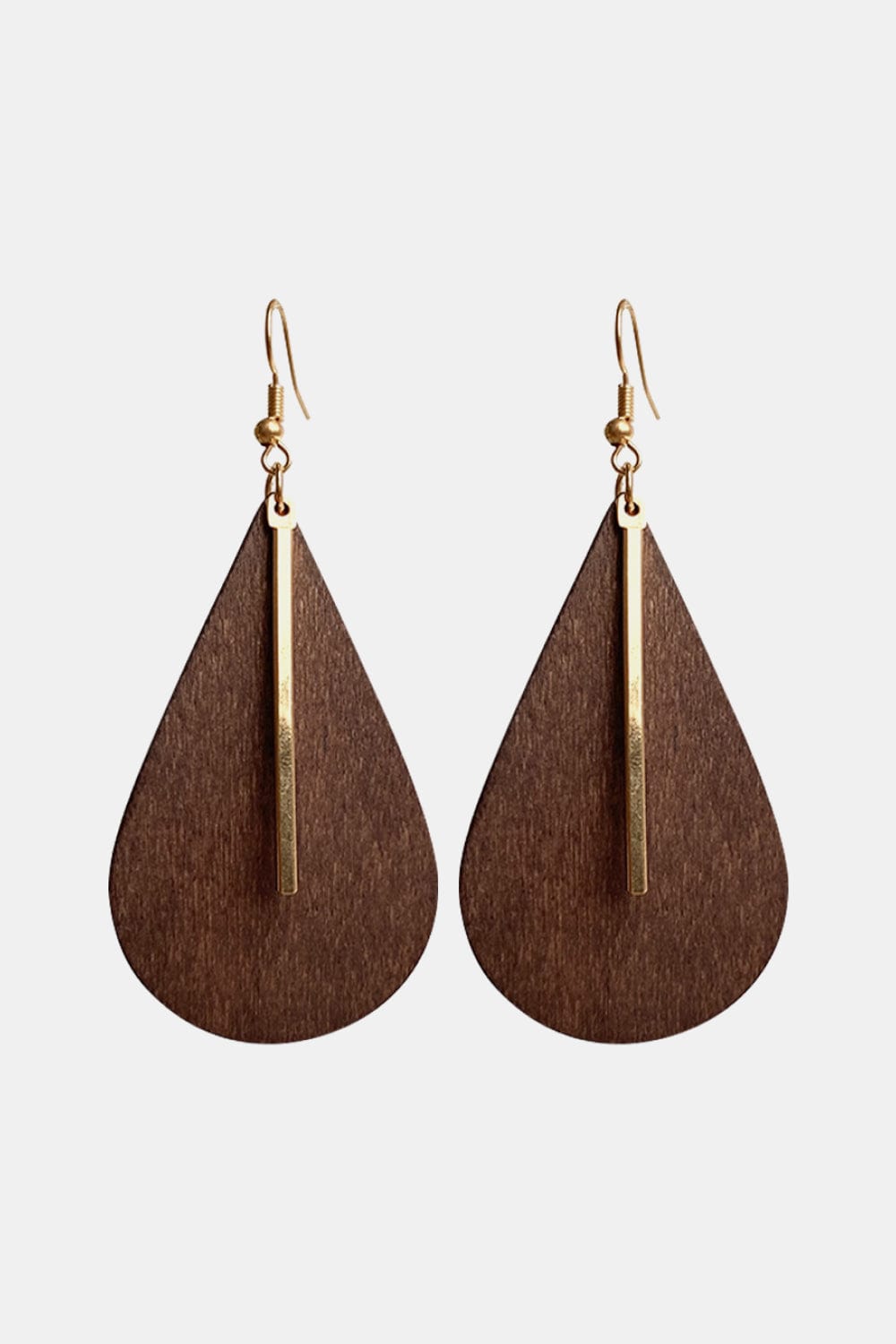 Dark Olive Green Geometrical Shape Wooden Dangle Earrings