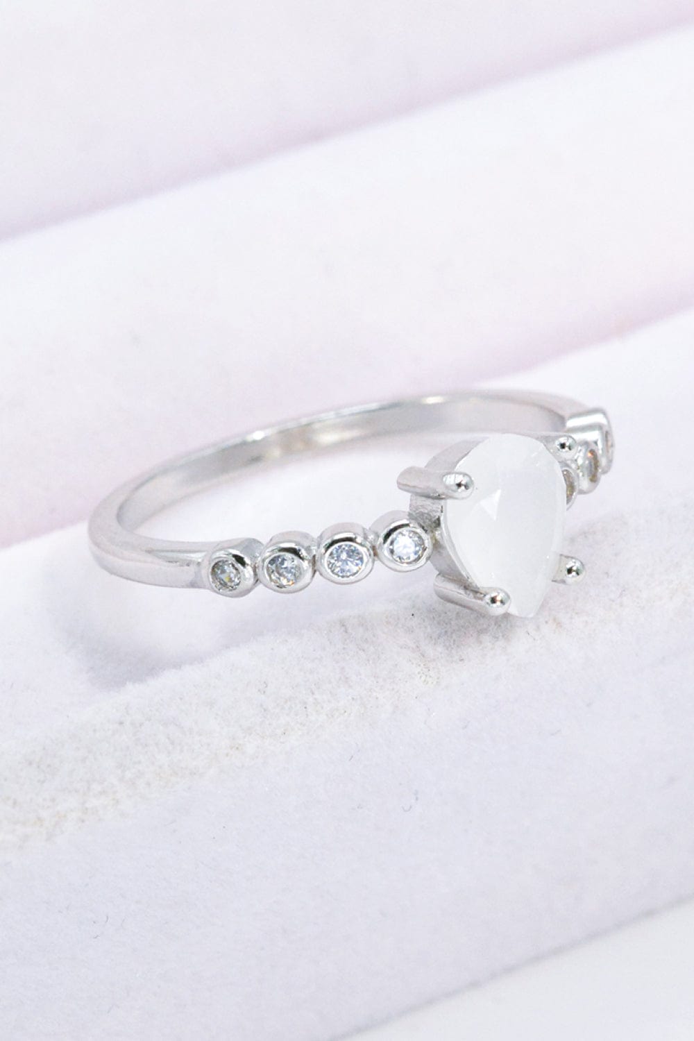 Lavender Teardrop Natural Moonstone Ring