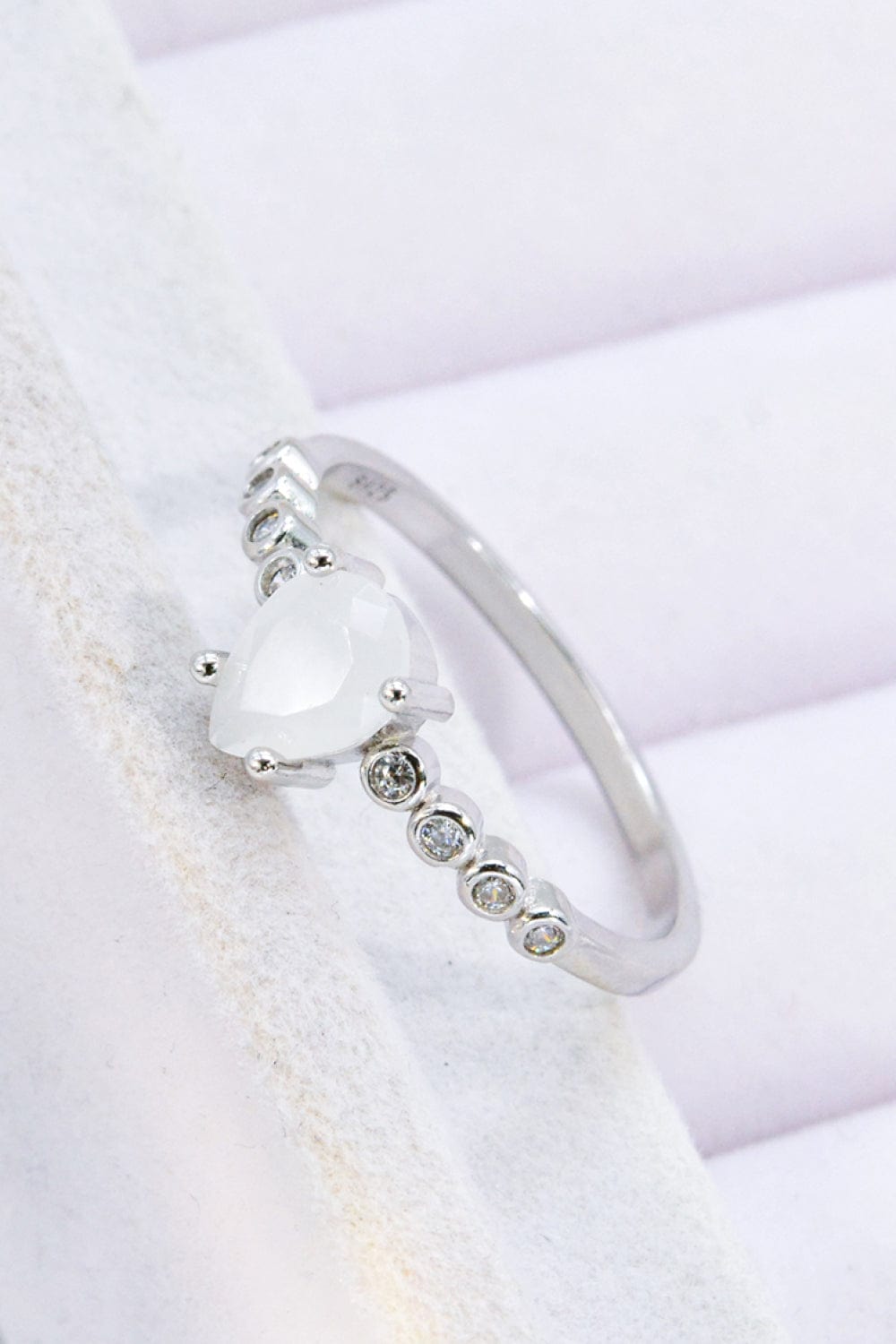 Lavender Teardrop Natural Moonstone Ring