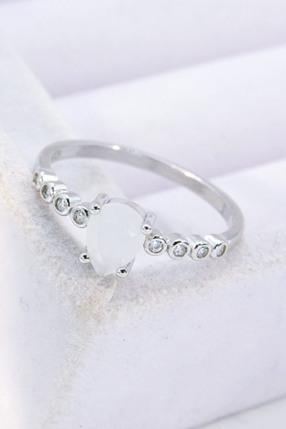 Lavender Teardrop Natural Moonstone Ring