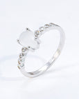 White Smoke Teardrop Natural Moonstone Ring