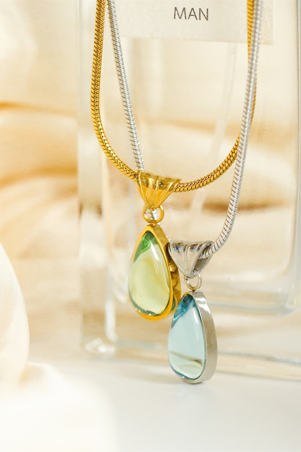 Wheat Teardrop Shape Titanium Steel Pendant Necklace