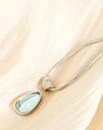 Antique White Teardrop Shape Titanium Steel Pendant Necklace