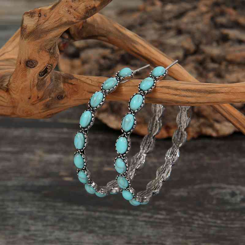 Dark Slate Gray Artificial Turquoise C-Hoop Earrings