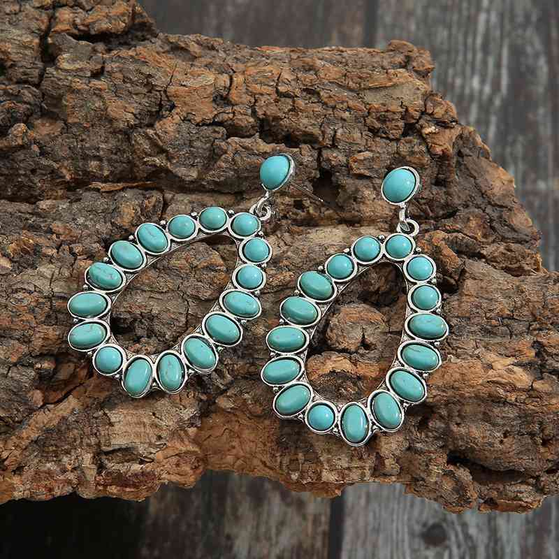 Dark Olive Green Artificial Turquoise Earrings