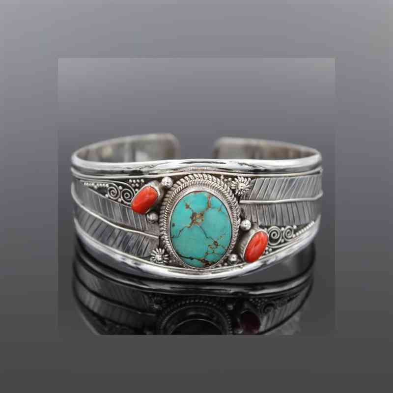 Dim Gray Turquoise Open Bracelet