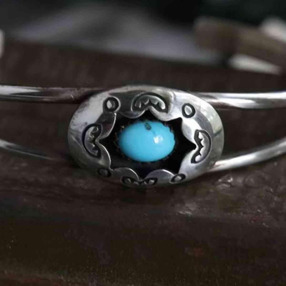 Dark Slate Gray Turquoise Open Bracelet