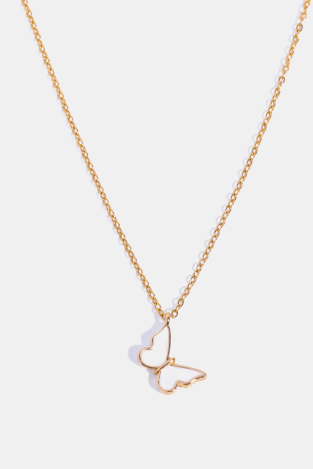 White Smoke Butterfly Pendant Copper 14K Gold-Plated Necklace