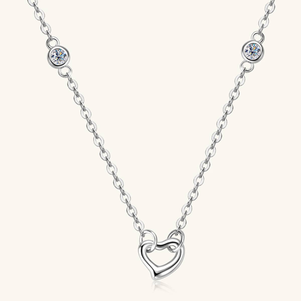 Seashell Moissanite 925 Sterling Silver Heart Necklace