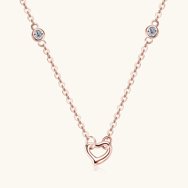 Lavender Blush Moissanite 925 Sterling Silver Heart Necklace