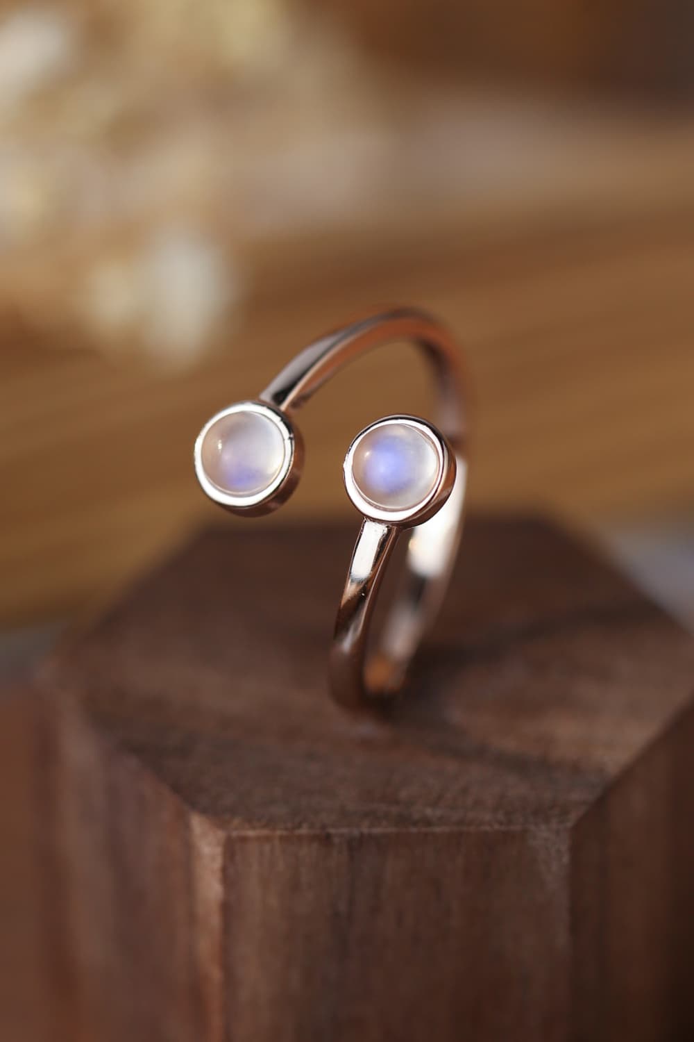 Dark Olive Green High Quality Natural Moonstone 925 Sterling Silver Toi Et Moi Ring