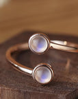 Dark Olive Green High Quality Natural Moonstone 925 Sterling Silver Toi Et Moi Ring