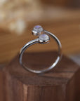 Dark Olive Green High Quality Natural Moonstone 925 Sterling Silver Toi Et Moi Ring