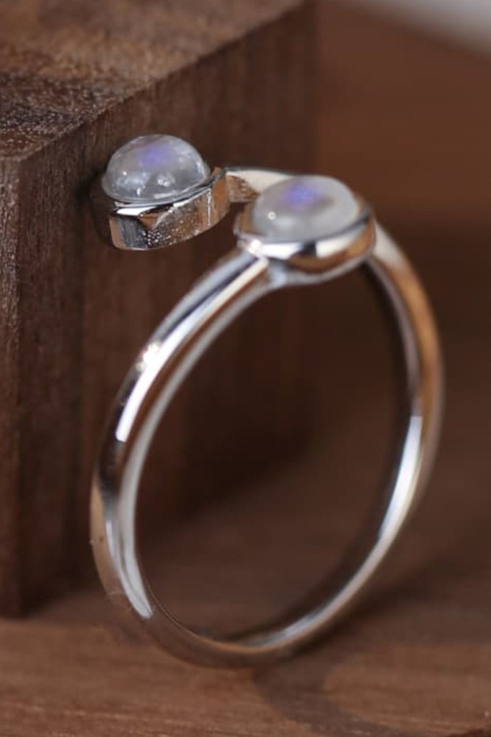 Dark Slate Gray High Quality Natural Moonstone 925 Sterling Silver Toi Et Moi Ring