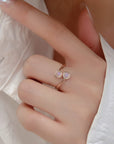 Rosy Brown High Quality Natural Moonstone 925 Sterling Silver Toi Et Moi Ring