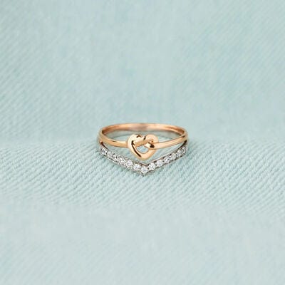 Light Gray Knotted Heart Shape Inlaid Zircon Ring