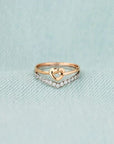 Light Gray Knotted Heart Shape Inlaid Zircon Ring