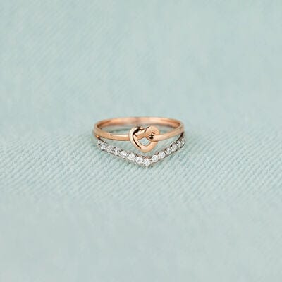 Gray Knotted Heart Shape Inlaid Zircon Ring