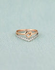 Gray Knotted Heart Shape Inlaid Zircon Ring