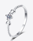 White Smoke Moissanite Heart 925 Sterling Silver Ring