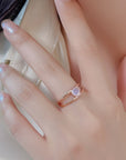 Rosy Brown Moonstone Heart 925 Sterling Silver Ring