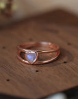 Dark Olive Green Moonstone Heart 925 Sterling Silver Ring