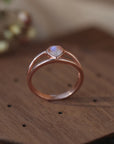 Dark Olive Green Moonstone Heart 925 Sterling Silver Ring