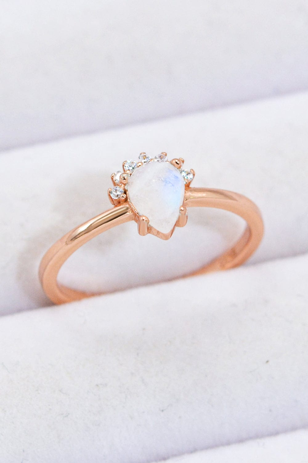 Lavender 18K Rose Gold-Plated Pear Shape Natural Moonstone Ring