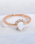 Light Gray 18K Rose Gold-Plated Pear Shape Natural Moonstone Ring