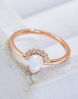 Light Gray 18K Rose Gold-Plated Pear Shape Natural Moonstone Ring